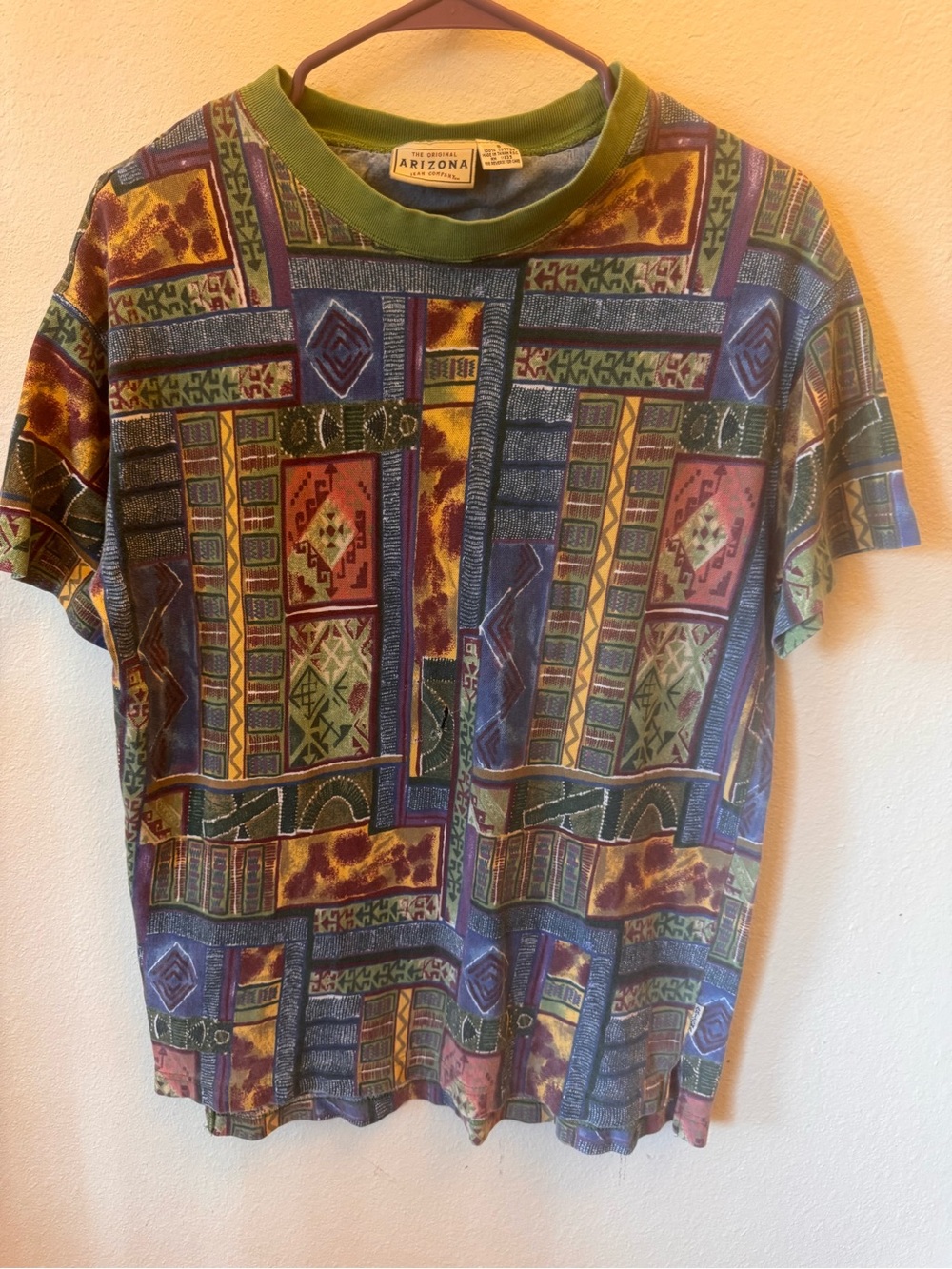 Vintage 90’s Arizona Jean Company Men’s Multicolor Patterned Short Sleeve Shirt